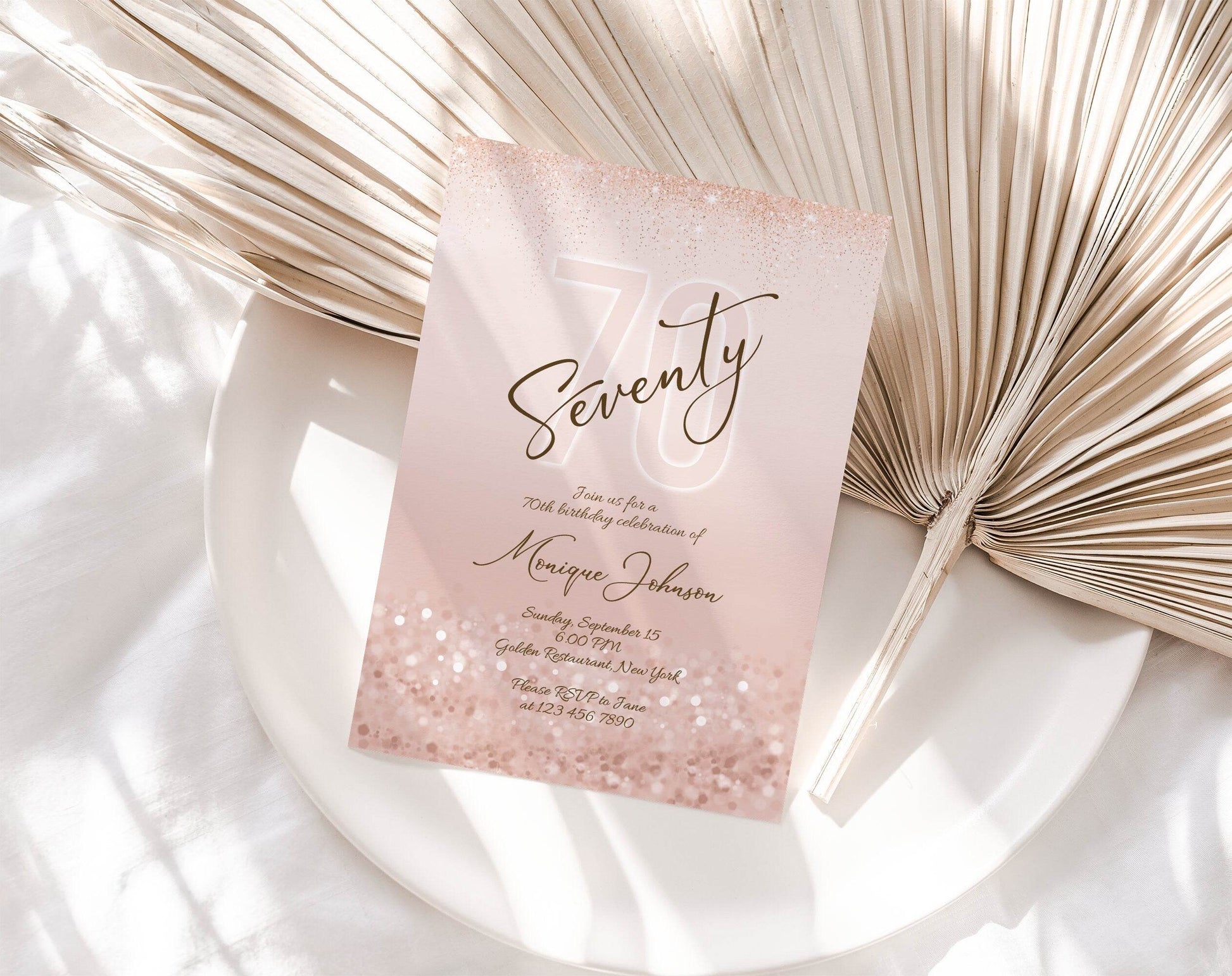 70th Birthday Invitation Template | Editable Seventy and Fabulous Digital Invite | Ladies Surprise Dinner Party Evite | Printable Instant Download