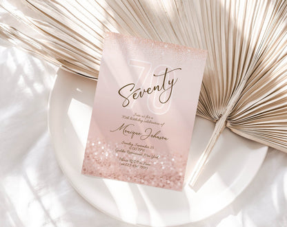 70th Birthday Invitation Template | Editable Seventy and Fabulous Digital Invite | Ladies Surprise Dinner Party Evite | Printable Instant Download