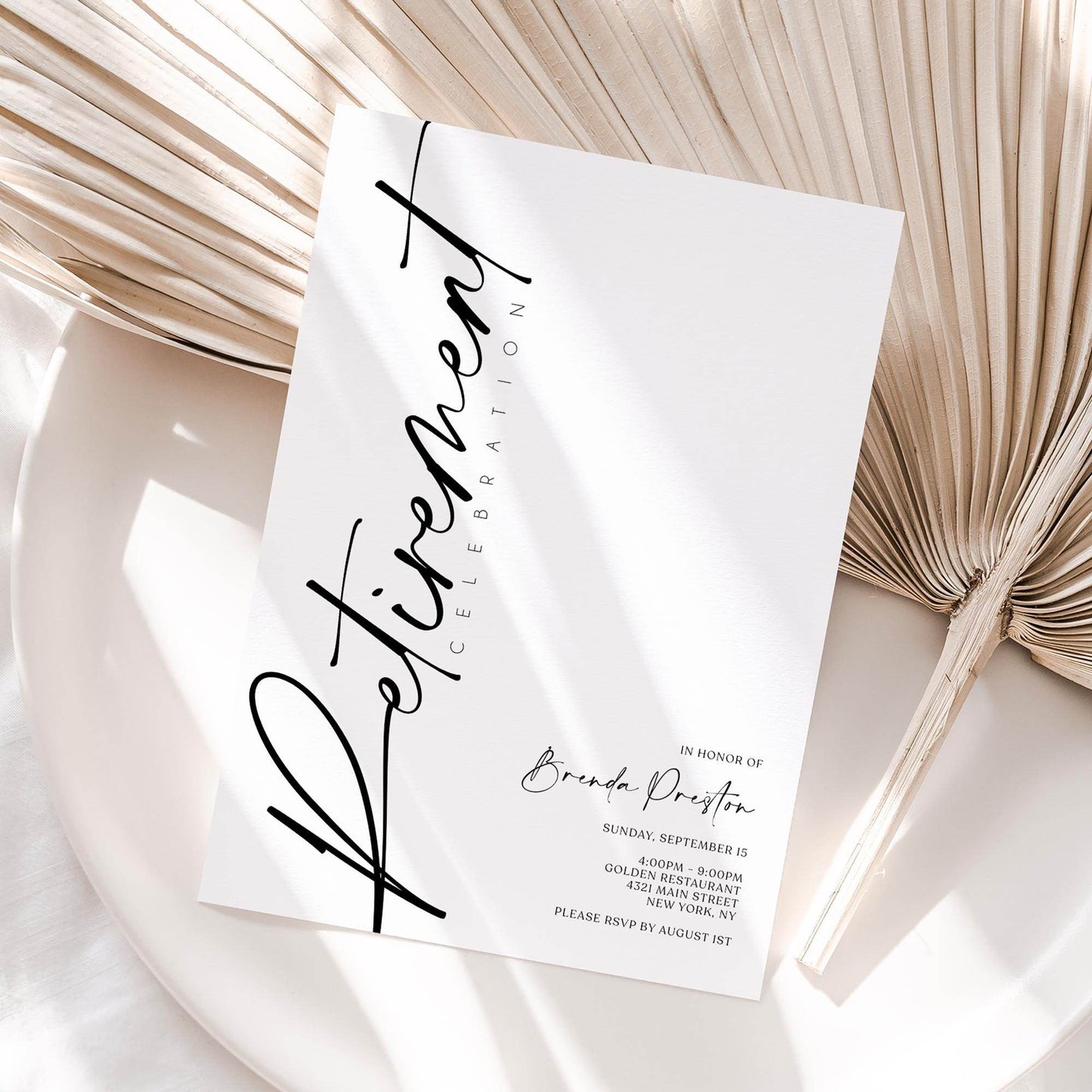 Retirement Party Invitation Template | Editable Minimalist Invite | Digital Retirement Card | Printable Farewell Party Invitation | Instant Download