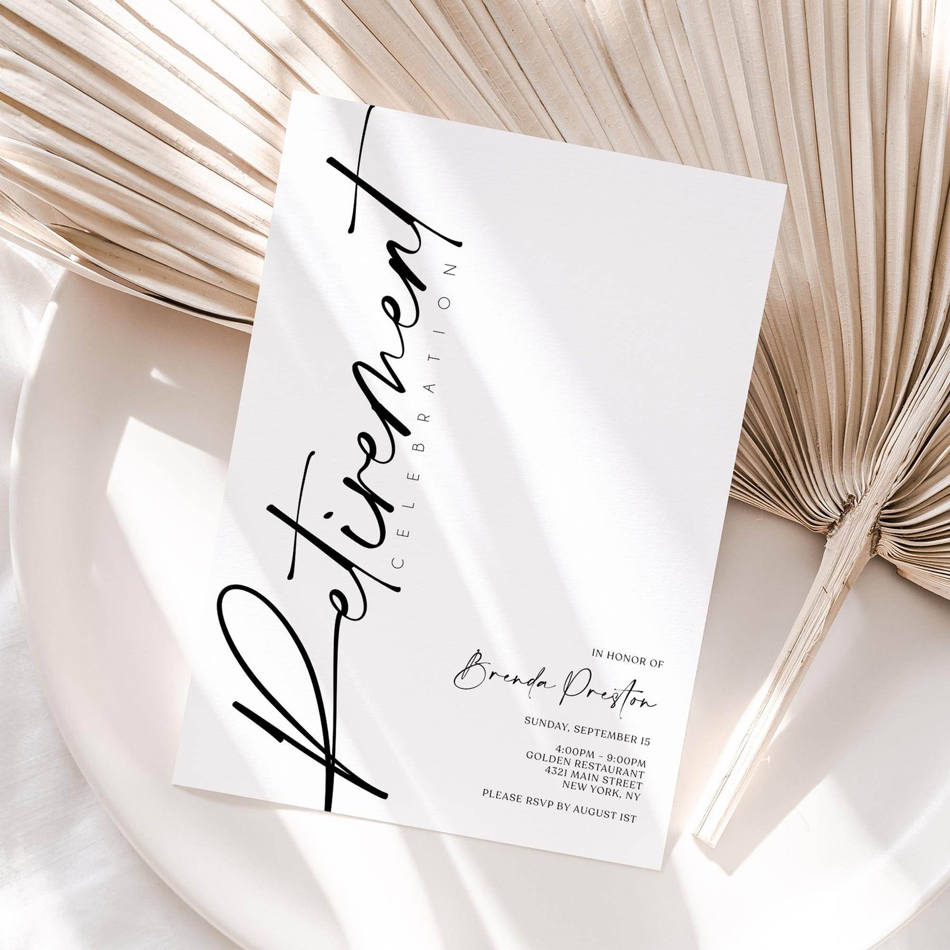 Retirement Party Invitation Template | Editable Minimalist Invite | Digital Retirement Card | Printable Farewell Party Invitation | Instant Download