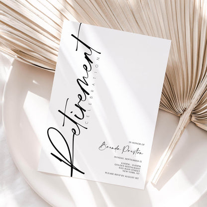 Retirement Party Invitation Template | Editable Minimalist Invite | Digital Retirement Card | Printable Farewell Party Invitation | Instant Download