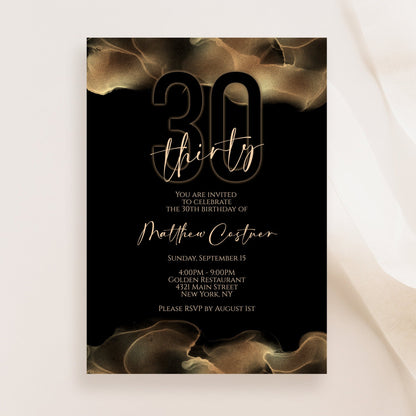 30th Birthday Invitation Template - Editable Luxury Design
