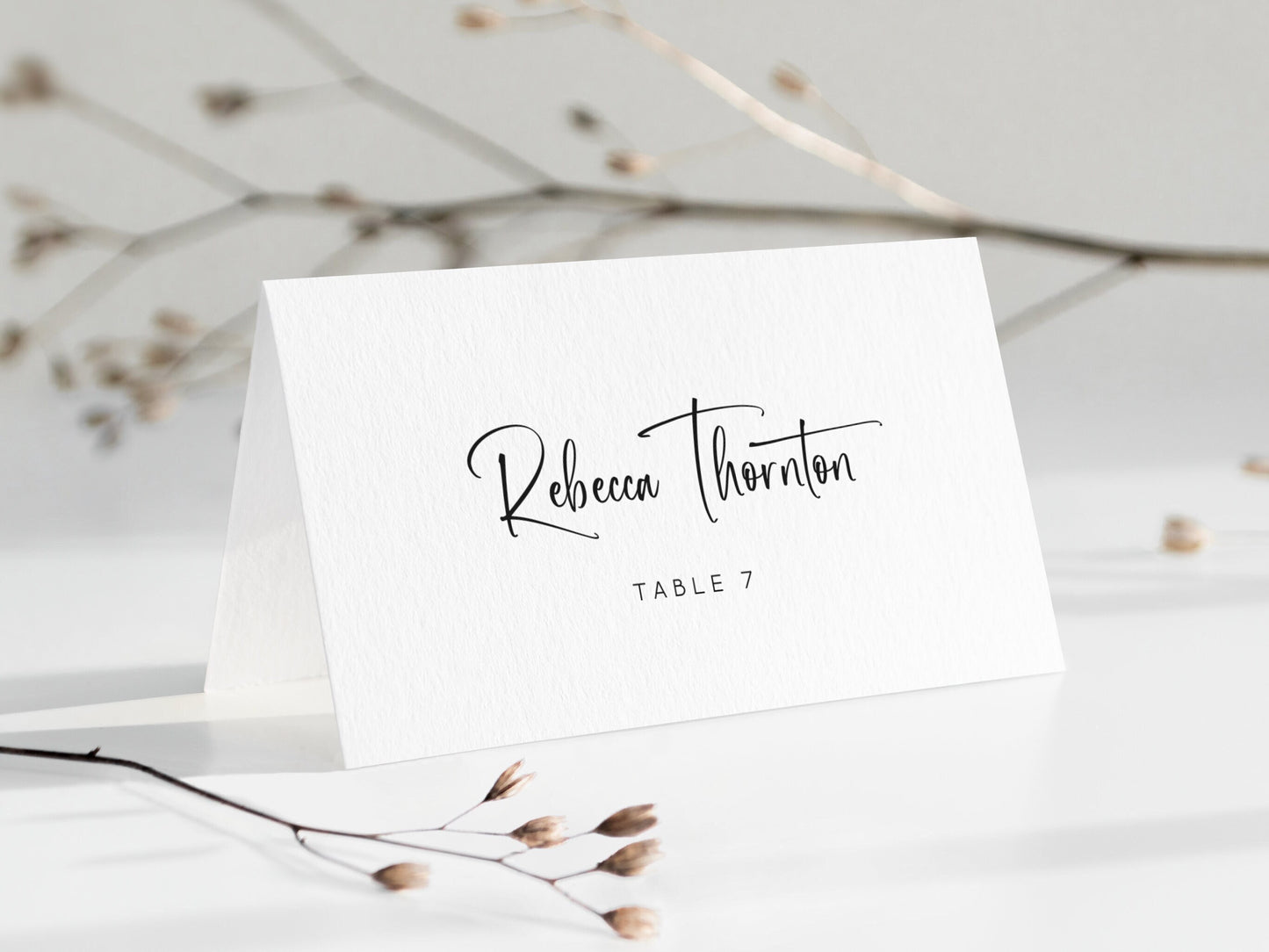 Minimalist Place Card Template, Calligraphy, Traditional Wedding, Flat & Tent, Editable Place Card, Printable, Digital Card INSTANT Download