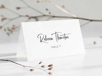 Minimalist Place Card Template, Calligraphy, Traditional Wedding, Flat & Tent, Editable Place Card, Printable, Digital Card INSTANT Download
