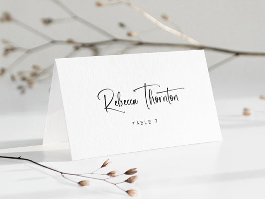 Minimalist Place Card Template, Calligraphy, Traditional Wedding, Flat & Tent, Editable Place Card, Printable, Digital Card INSTANT Download