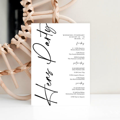 Printable Hens Party Weekend Itinerary Template | Organize the Fun - MagicalEventCo