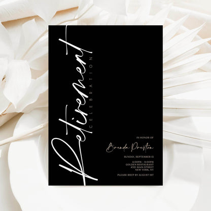 Black Retirement Invitation Template | Editable Minimalist Retirement Party Invite | Printable Digital Download | Email Text Message Invitation
