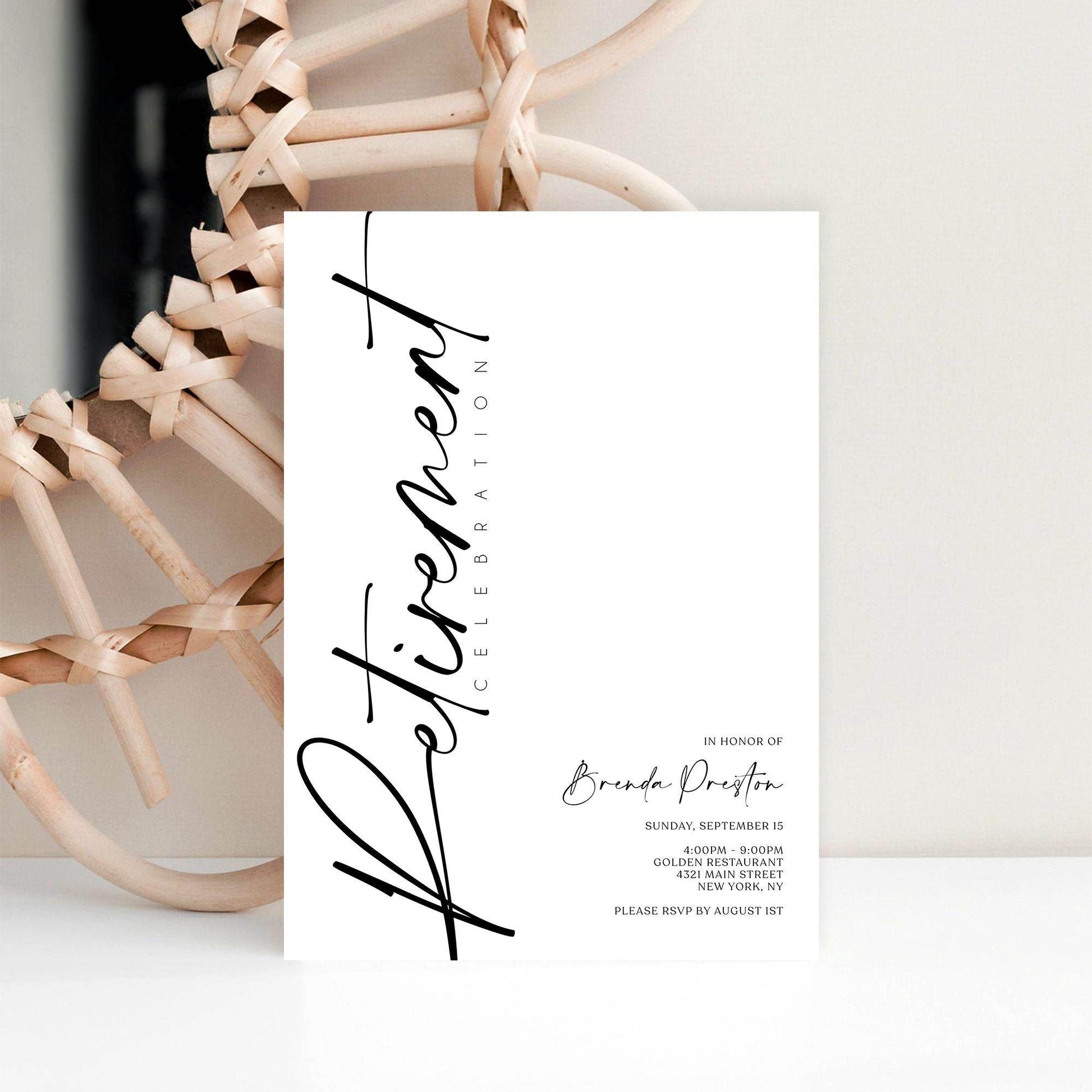 Retirement Party Invitation Template | Editable Minimalist Invite | Digital Retirement Card | Printable Farewell Party Invitation | Instant Download