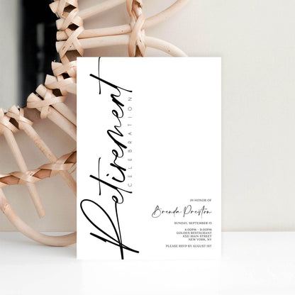 Retirement Party Invitation Template | Editable Minimalist Invite | Digital Retirement Card | Printable Farewell Party Invitation | Instant Download