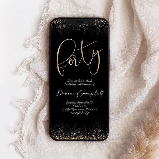 40th Birthday Evite | Editable Digital Invitation | Instant Download - Celebrate Forty