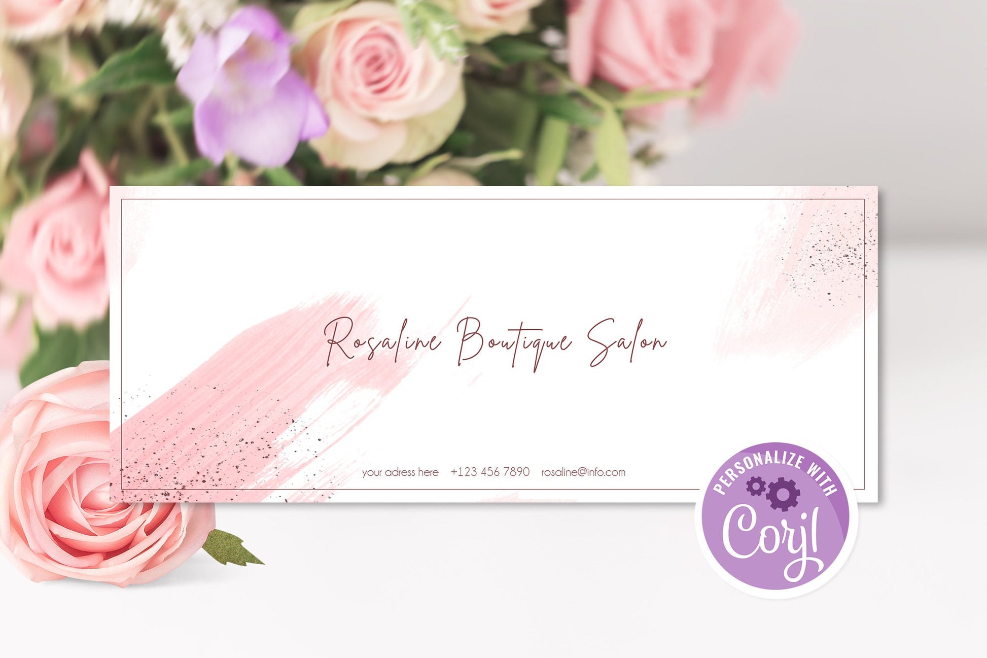 Editable Watercolor Rose Gold Gift Certificate Template, Gift Card Template, Gift Voucher Template, Printable Gift Cards, Logo Shop Voucher