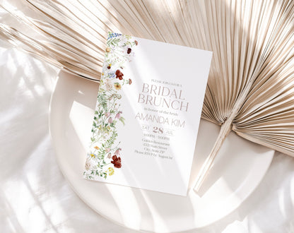Wildflower Bridal Brunch Invitation Template - Floral Spring Bridal Shower Invite - Printable Bridal Shower Invitation - Editable Wildflowers Design