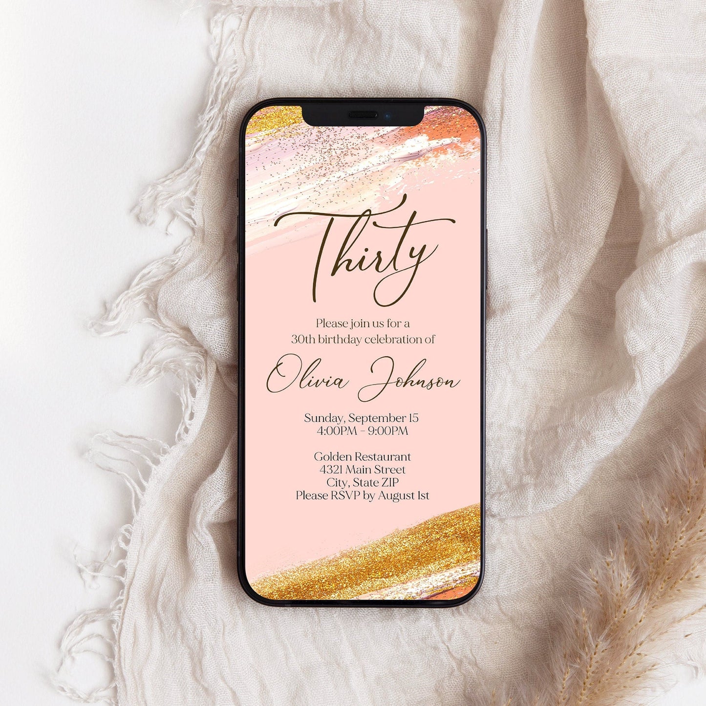 Electronic 30th birthday text message invitation Evite, Thirty editable birthday invite, Digital invitation, phone invitation, Digital file