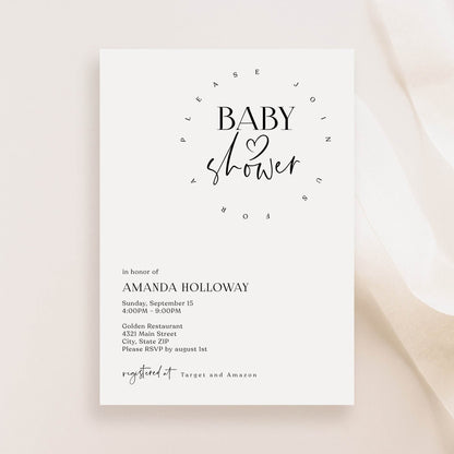 Minimalist Baby Shower Invitation Template – Simple Editable Baby Shower Evite | Printable Baby Shower Invite | Email or Text Message | Instant Download