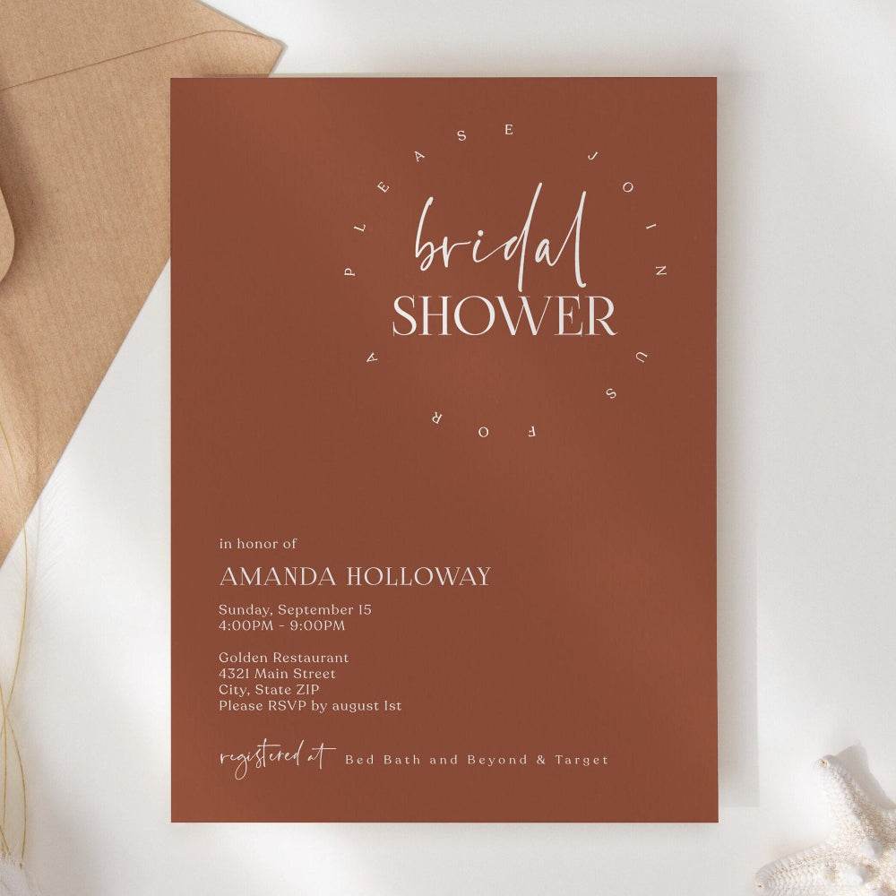 Desert Boho Bridal Shower Invitation Template – Editable Terracotta Bridal Shower Card | Boho Email or Text Message Invite | Instant Download