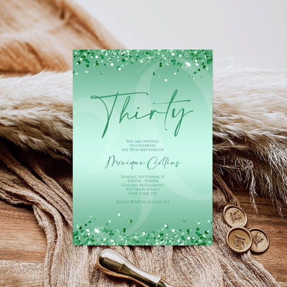 Printable Mint Green 30th Birthday Invitation Template – Editable Digital Mint Birthday Card | Women’s Birthday Party Invite | Email Text Message | Instant Download