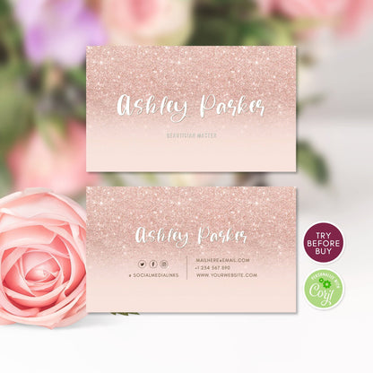 Rose Gold Beauty Salon Business Card Template | Modern Design for Professionals
