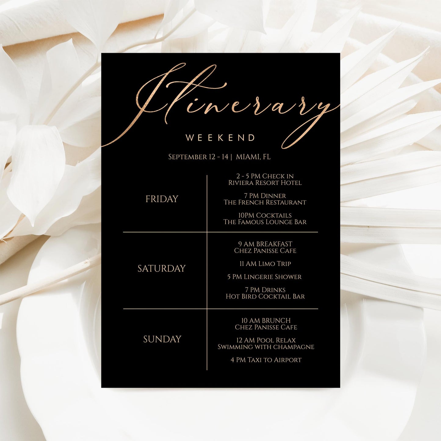 Printable Itinerary Template | Editable Weekend Itinerary for Events - MagicalEventCo