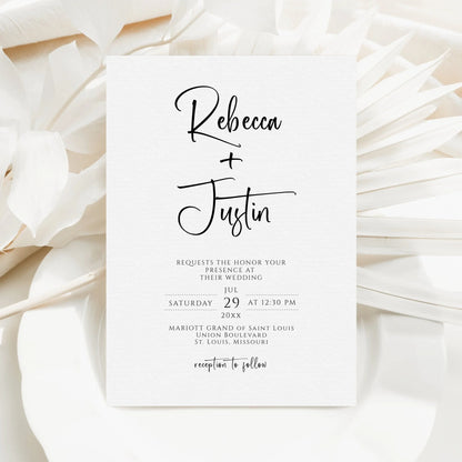 Minimalist Wedding Invitation Template, Printable Minimalist Wedding Invite, Editable Modern Wedding Invite, Simple Wedding Invitation Evite