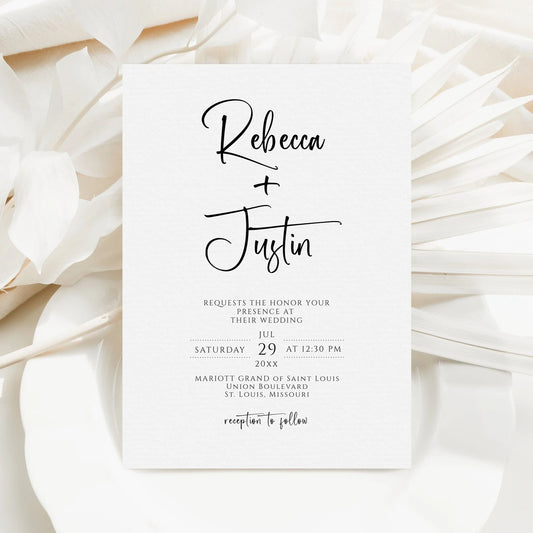 Minimalist Wedding Invitation Template, Printable Minimalist Wedding Invite, Editable Modern Wedding Invite, Simple Wedding Invitation Evite