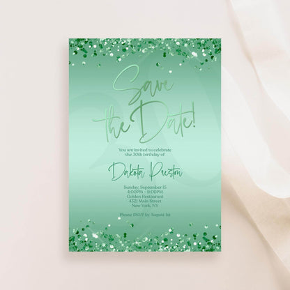 Mint Save the Date Birthday Invitation Template | Editable Any Age Party Invite | Printable Birthday Card | Text Message or Email | Instant Download