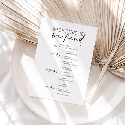 Editable Minimalist Bachelorette Party Invitation & Itinerary Template, Printable Modern Bachelorette Weekend Schedule, Digital Text Message Invite, Instant Download