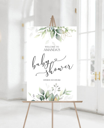 Printable Baby Shower Welcome Sign, Greenery Watercolor Welcome Sign, Custom Sign, Editable Welcome Sign, Digital Template, Instant Download