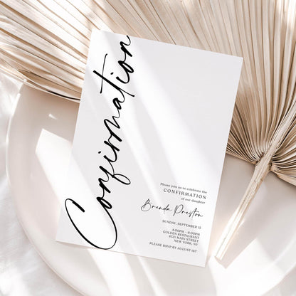 Editable Confirmation Invitation Card Template, Simple Confirmation Invite, Boy Girl Confirmation Invitation, Digital Minimalist Invitation
