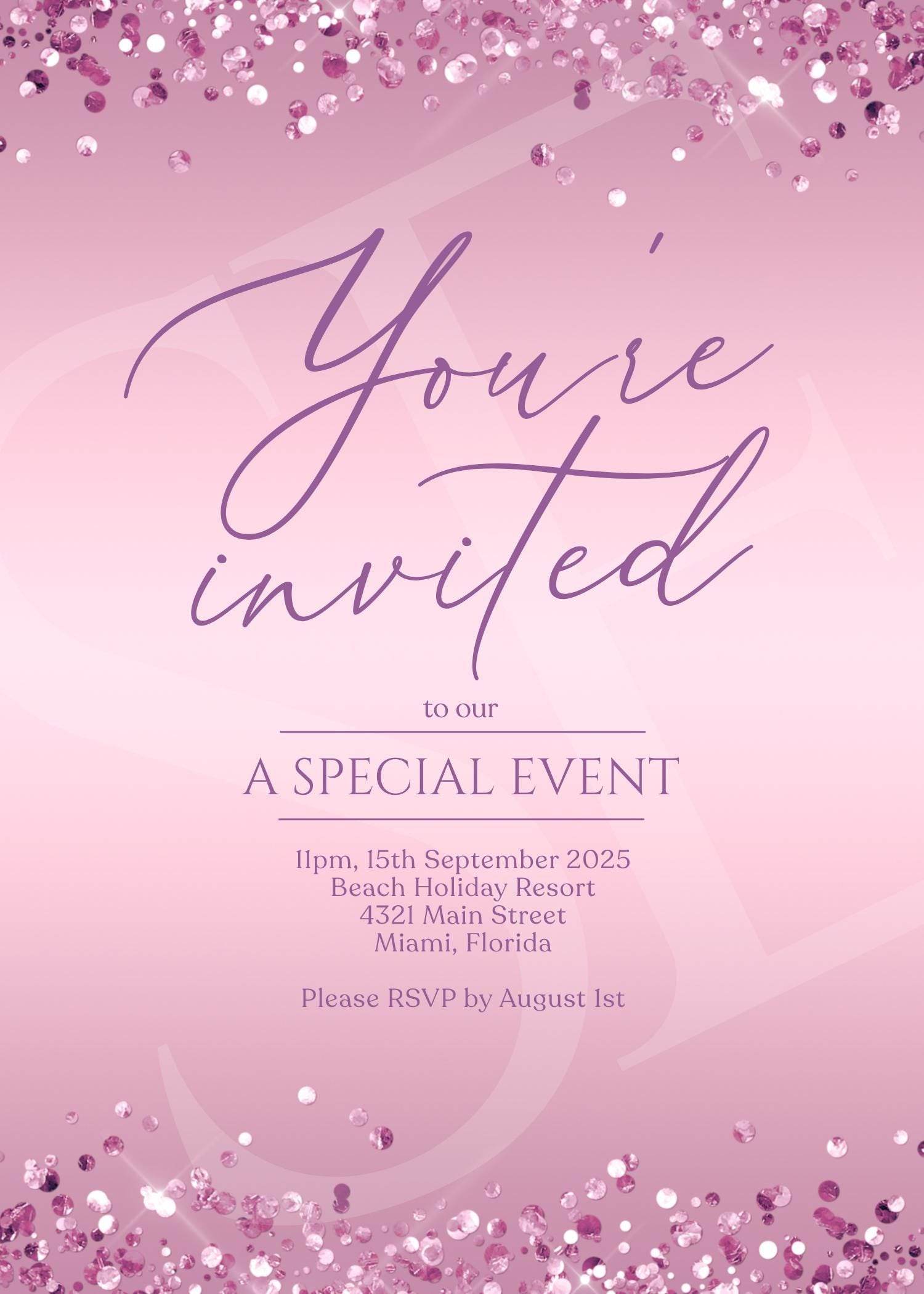 Editable Purple You're invited Invitation Template, Printable Special Event Invite, Purple Business Invite, Modern Email Text Message Evite