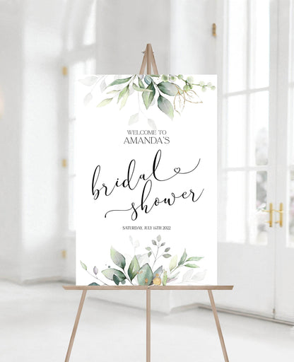 Greenery Bridal Shower Welcome Signs, Custom Welcome Sign Poster, Printable Sign, Editable Welcome Sign, Instant Download, Digital Template