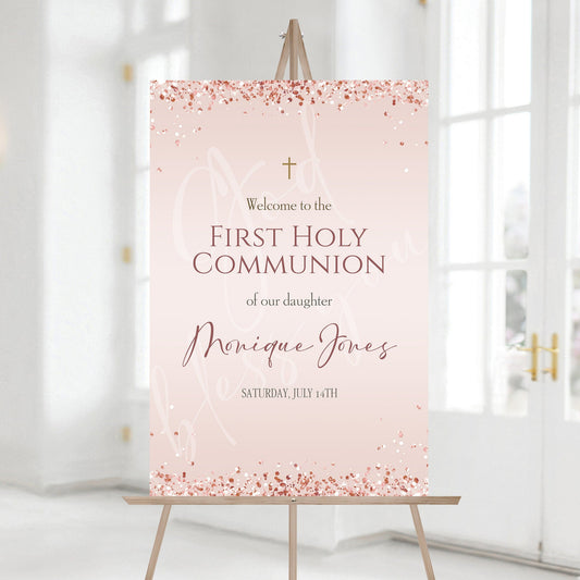 First Holy Communion Welcome Sign for Girls - Instant Download