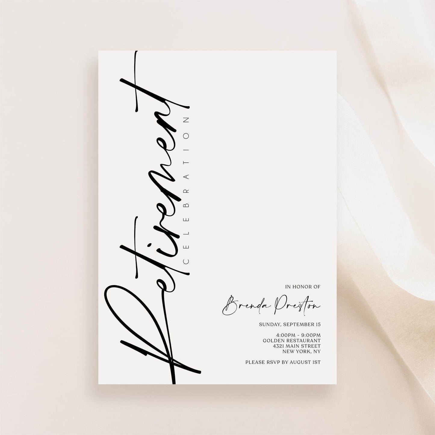 Retirement Party Invitation Template | Editable Minimalist Invite | Digital Retirement Card | Printable Farewell Party Invitation | Instant Download