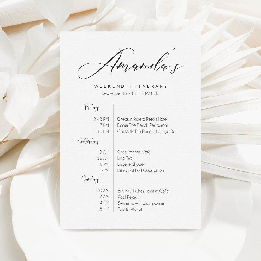 Printable Bachelorette Weekend Itinerary Invitation – Editable Hens Party & Birthday Weekend Schedule | Modern DIY Digital Template | Instant Download