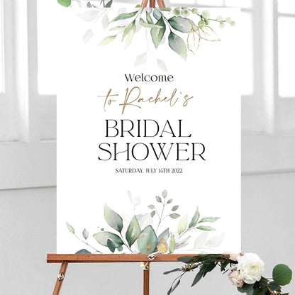 Printable Greenery Bridal Shower Welcome Sign | Instant Download | Editable Template