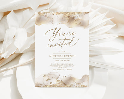 Printable Gold You're Invited Invitation Template, Business You're Invited Invite, Editable Luxury You're Invited Email Evite, Special Event