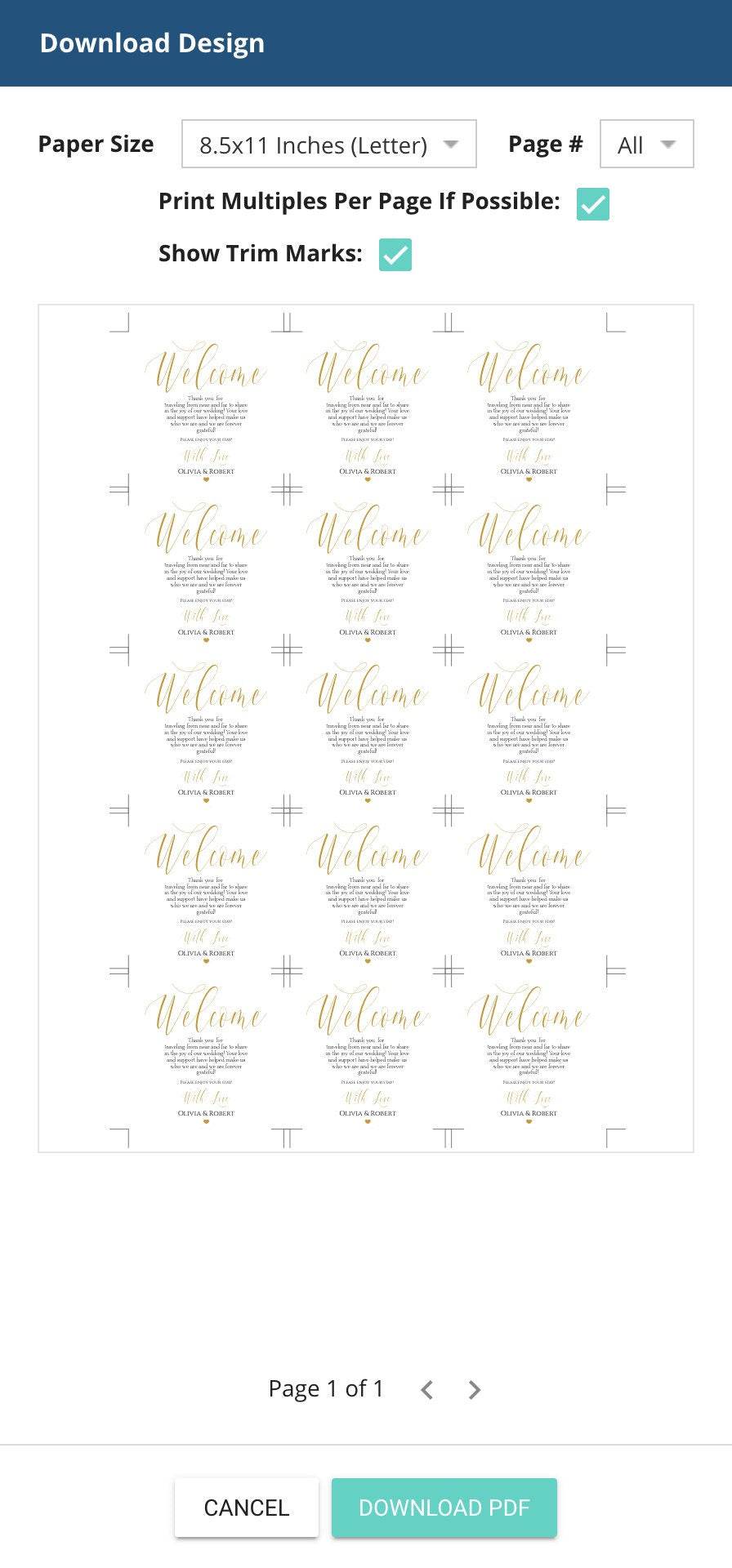 Printable Wedding Welcome Tag, Editable Gold Round Welcome Bag Tag, Wedding Favor Tag Template, Instant Download Digital Favors