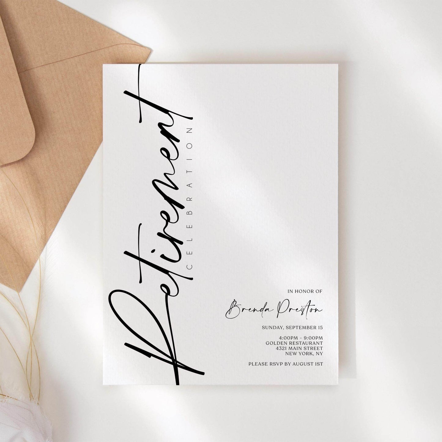 Retirement Party Invitation Template | Editable Minimalist Invite | Digital Retirement Card | Printable Farewell Party Invitation | Instant Download