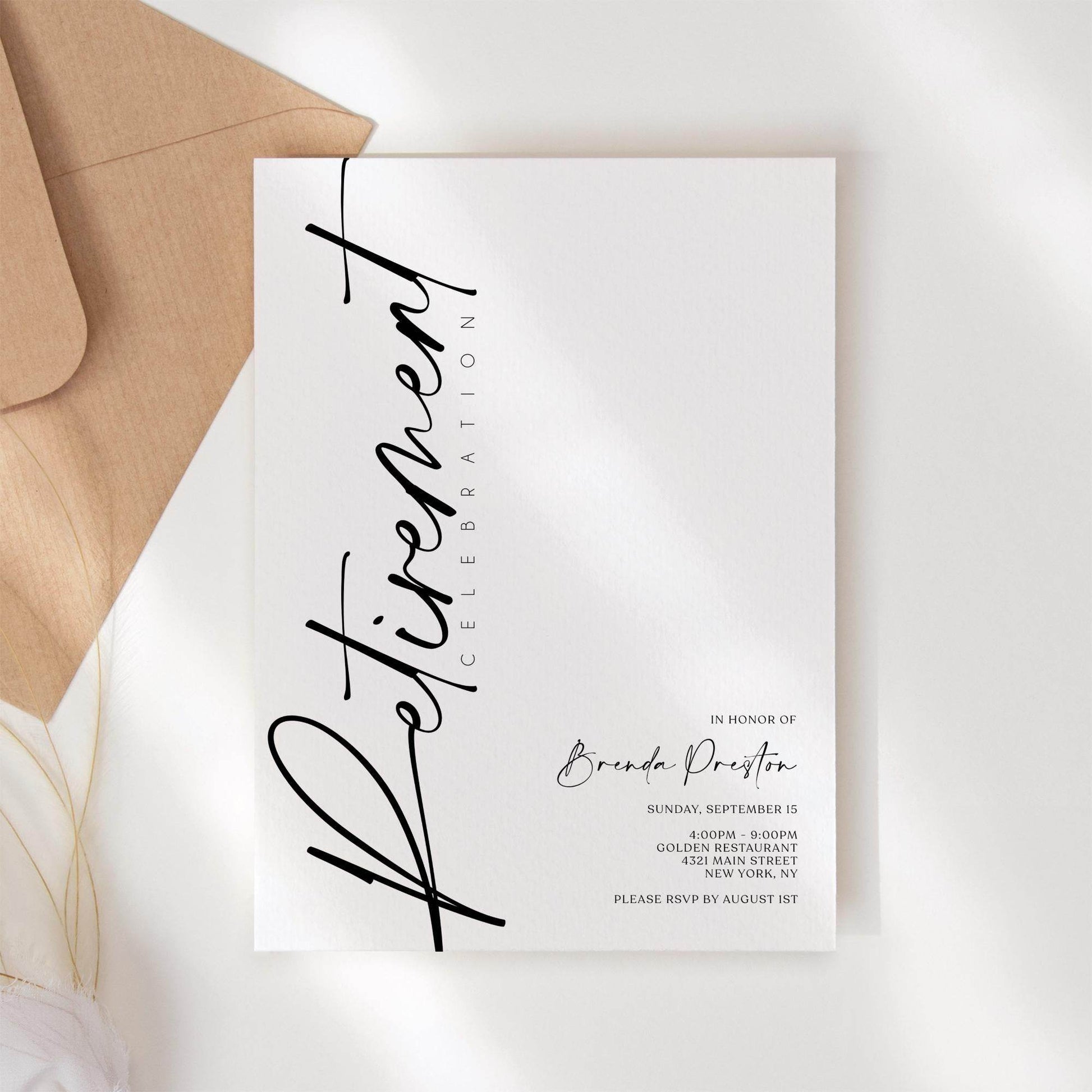 Retirement Party Invitation Template | Editable Minimalist Invite | Digital Retirement Card | Printable Farewell Party Invitation | Instant Download