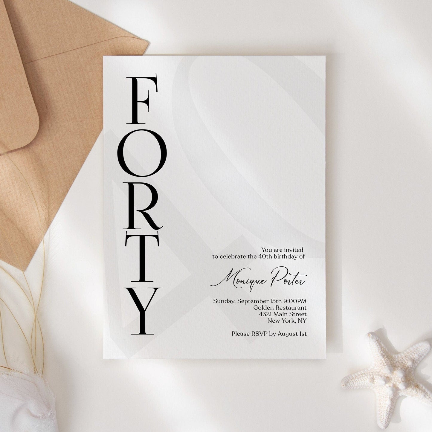 40th Birthday Invitation Template - Elegant & Editable | Instant Download