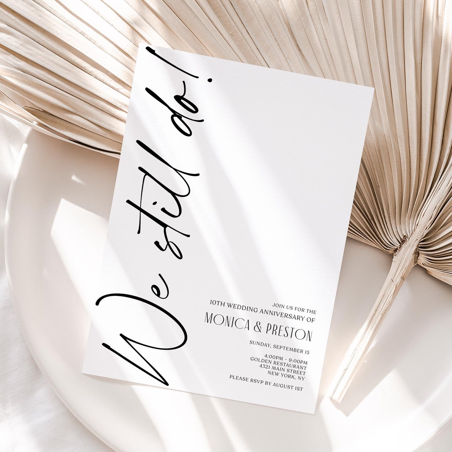 Anniversary Wedding Invitation Template - Editable & Minimalist