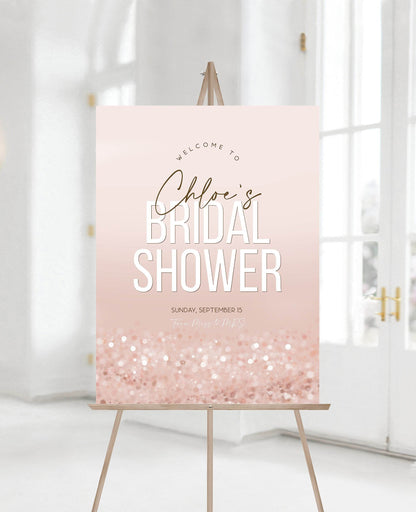Bridal Shower Welcome Sign Template, Editable Rose Gold Confetti Party Poster, Printable Bachelorette Welcome Sign, Instant Download