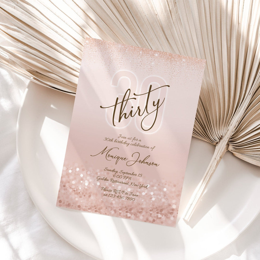 Printable 30th Thirty Birthday Invitation Template, Editable Thirty & Fabulous Birthday Invite, Ladies Surprise Dinner Party, Birthday Card