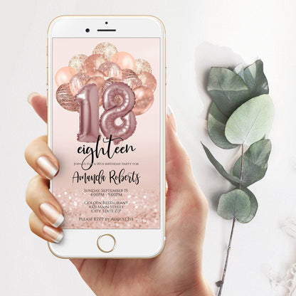 18th Birthday Text Invitation Template – Editable Digital Phone Invite – Modern Electronic Birthday Evite – Instant Download