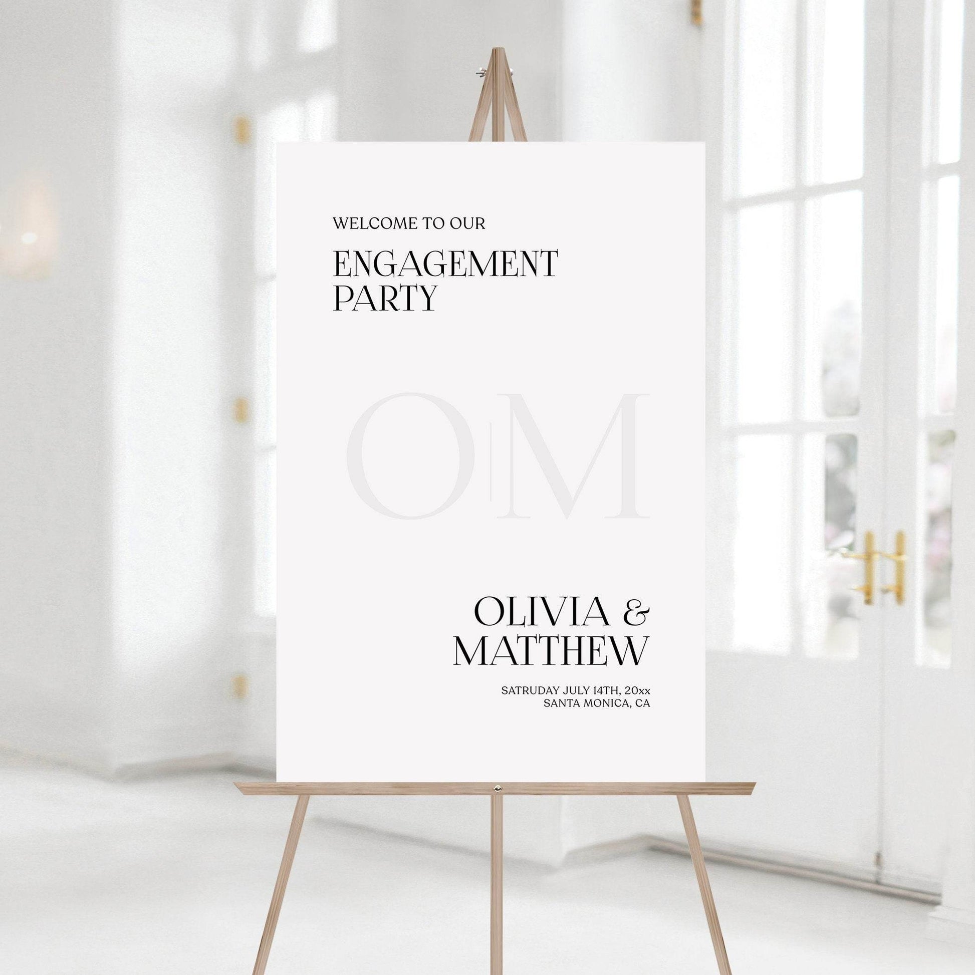 Engagement Party Welcome Sign Template – Editable Simple Engagement Welcome Poster | Printable Engagement Party Sign | Instant Download