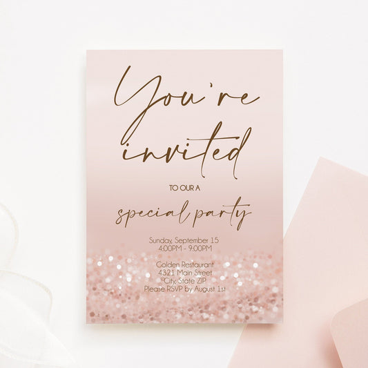 Rose Gold Invitation Template | Instant Download | Editable Invite for Special Events