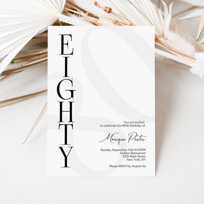80th Birthday Invitation Template - Elegant & Editable | Instant Download