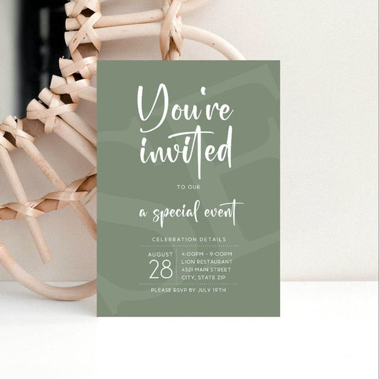 Printable You're Invited Invitation Template, Editable Special Event Invite, Sage Green Luxury Business Invitation, Modern Professional Event Template