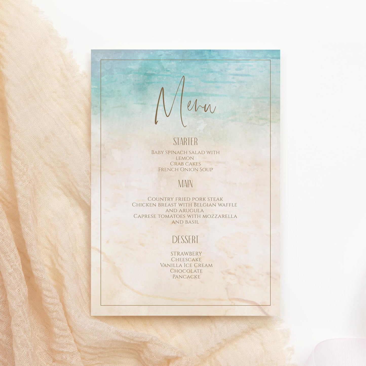 Editable Beach Marine Birthday Card Menu, Printable Bridal Shower Menu, Sea Wedding Menu, Bachelorette Party Menu, Digital Instant Download