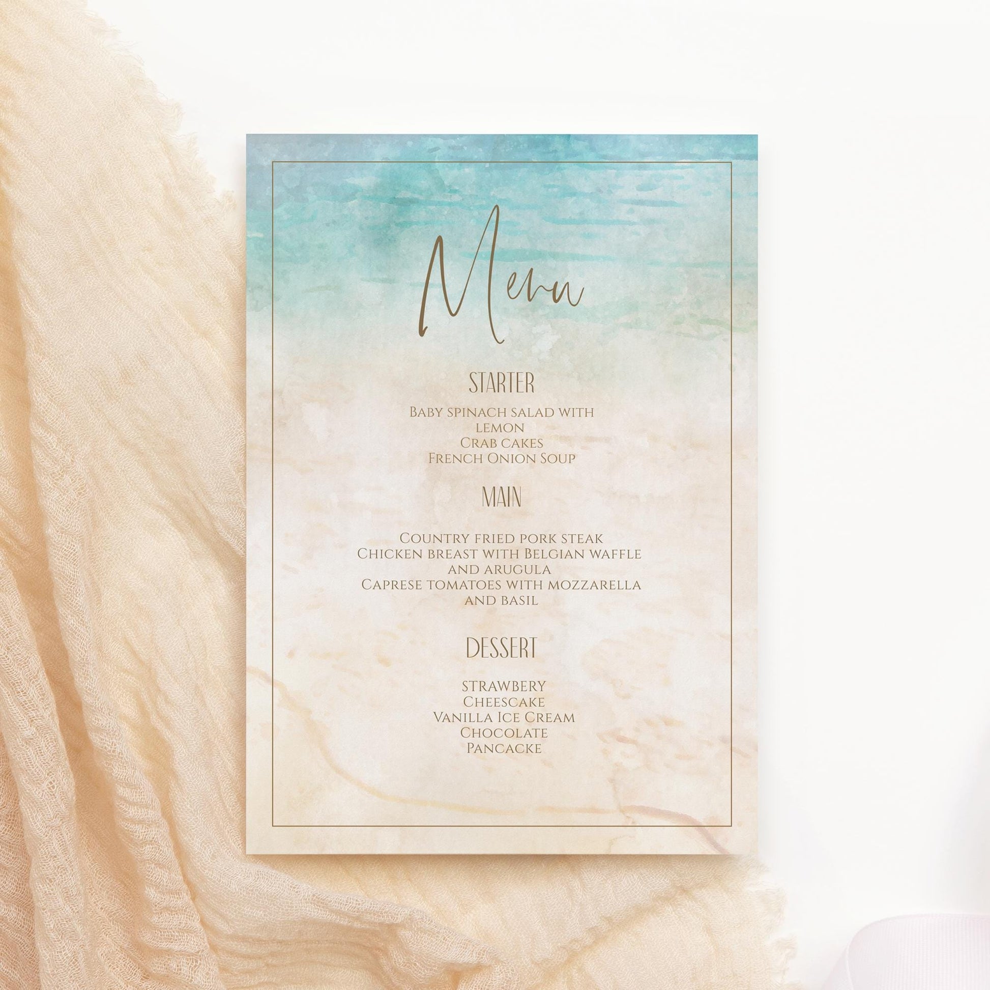 Editable Beach Marine Birthday Card Menu, Printable Bridal Shower Menu, Sea Wedding Menu, Bachelorette Party Menu, Digital Instant Download