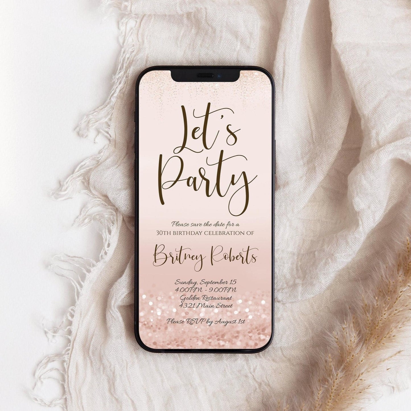 Let’s Party Digital Invitation, Editable Phone Evite, Text Message Party Invite, Email Birthday Invitation, Electronic Party Template, Instant Download